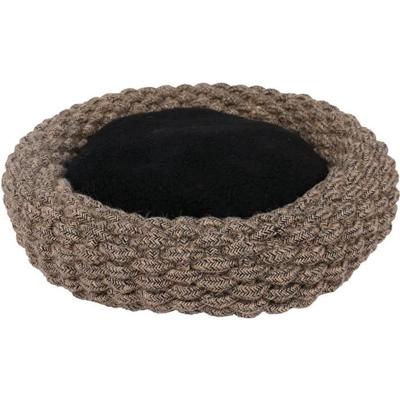 Duvo+ espresso mand rond katoentouw zwart/bruin L - 64x64x13cm