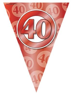 Vlaggenlijn 40 Jaar Getrouwd Robijn Rood (10m)