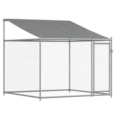 VidaXL Hondenhok met dak en deur 2x2x2 m gegalvaniseerd staal grijs VidaXL Hondenhok met dak en deur 2x2x2 m gegalvaniseerd staal grijs