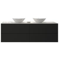 Badkamermeubelset Gliss Zeus 180 cm Mat Zwart Met Waskom - thumbnail