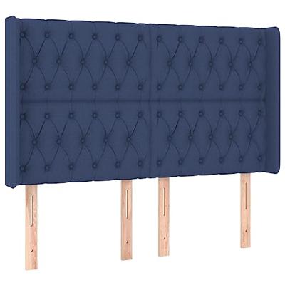 Hoofdbord LED 147x16x118/128 cm stof blauw
