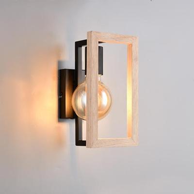 Trio Design wandlampBano zwart met hout - R26691032