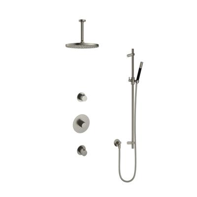 Hotbath Cobber - Inbouw Regendoucheset - Geborsteld Nikkel - 2 Stopkranen - Thermostatisch - Plafondbuis 15 cm - Hoofddouche 300 mm - Staafhanddouche - Glijstang 900 mm - Waterbesparend