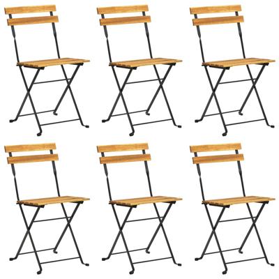 Tuinstoelen inklapbaar 6 st staal en massief acaciahout