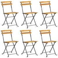 Tuinstoelen inklapbaar 6 st staal en massief acaciahout - thumbnail