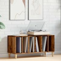 Platenkast 100x38x48 cm bewerkt hout oud houtkleurig - thumbnail