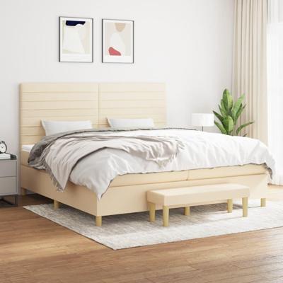 Boxspring met matras stof crèmekleurig 200x200 cm
