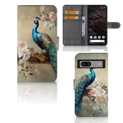 Telefoonhoesje | Met pasjeshouder | voor Google Pixel 7A Vintage Pauwen