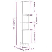Badkamerkast 30x30x190 cm bewerkt hout betongrijs - thumbnail