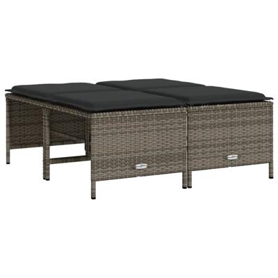 5-delige Loungeset met kussens poly rattan grijs 5-delige Loungeset met kussens poly rattan grijs