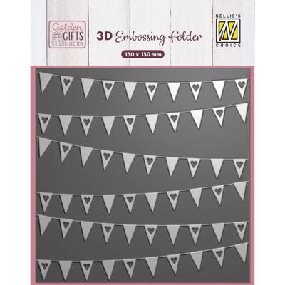 Nellie's Choice • 3d embossing folder achtergrond vlaggetjes 15x15cm