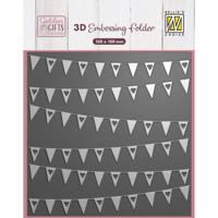 Nellie's Choice • 3d embossing folder achtergrond vlaggetjes 15x15cm - thumbnail