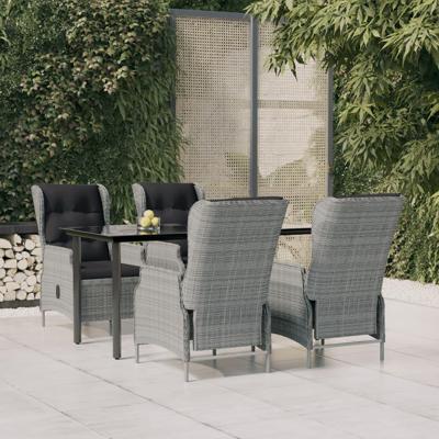5-delige Tuinset poly rattan lichtgrijs