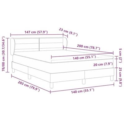Boxspringbed met matras Lichtgrijs 140 x 200 cm Stof