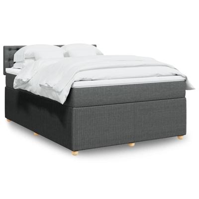 Boxspring met matras stof donkergrijs 140x190 cm