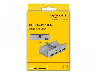 Delock 64046 Externe USB 3.0 4-poorts hub met borgschroef Delock 64046 Externe USB 3.0 4-poorts hub met borgschroef