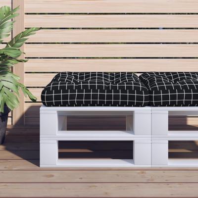 VidaXL Palletkussen ruitpatroon 60x60x12 cm stof zwart VidaXL Palletkussen ruitpatroon 60x60x12 cm stof zwart