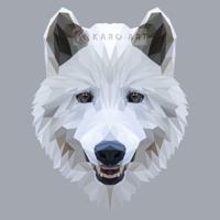 Schilderij - Wolf, digitaal , Zwart wit grijs , 3 maten , Wanddecoratie - thumbnail