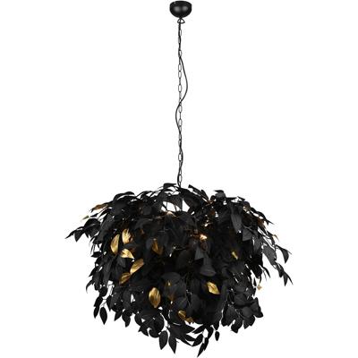 LED Kroonluchter - Trion Lovy - E14 Fitting - 4-lichts - Rond - Mat Zwart/Goud - Aluminium