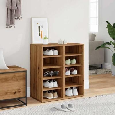 VidaXL Schoenenkasten 2 st 32x35x70 cm bewerkt hout artisanaal eiken VidaXL Schoenenkasten 2 st 32x35x70 cm bewerkt hout artisanaal eiken
