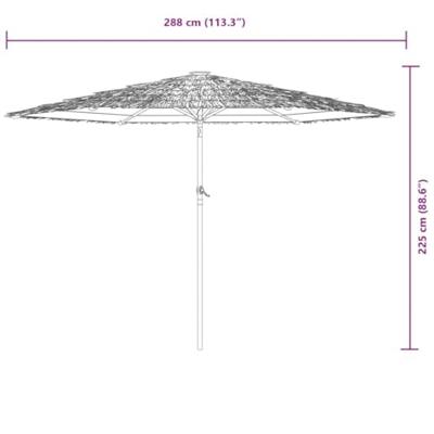 VidaXL Parasol met stalen paal 288x288x225 cm groen