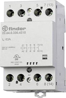 Finder 22.64.0.024.4710 Contactor 3x NO, 1x NC 24 V/DC, 24 V/AC 63 A Tray 1 stuk(s)