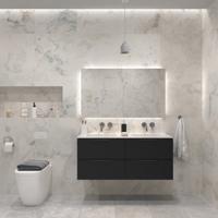 Badkamermeubelset Gliss Design Hera Mat Zwart 120cm 2 Laden Zwart Schoolkrijt (Keuze Wastafel) - thumbnail