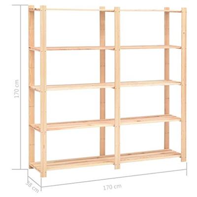 Opbergrek 5-laags 170x38x170 cm massief grenenhout 500 kg