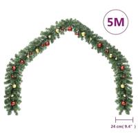 VidaXL Kerstslinger versierd met kerstballen en led-lampjes 5 m - thumbnail