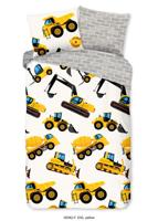 Good Morning Kinderdekbedovertrek "graafmachines" - Geel - (140x200/220 cm) - Katoen Flanel - thumbnail