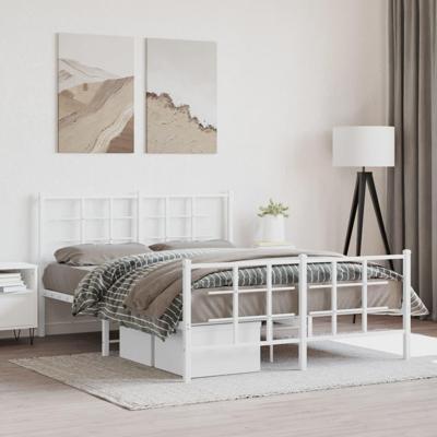 Bedframe met hoofd- en voeteneinde metaal wit 135x190 cm