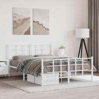 Bedframe met hoofd- en voeteneinde metaal wit 135x190 cm - thumbnail