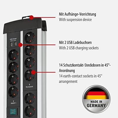 Brennenstuhl Premium Protect-Line stekkerdoos | 14-voudig | 2x schakelaar - 1392000232