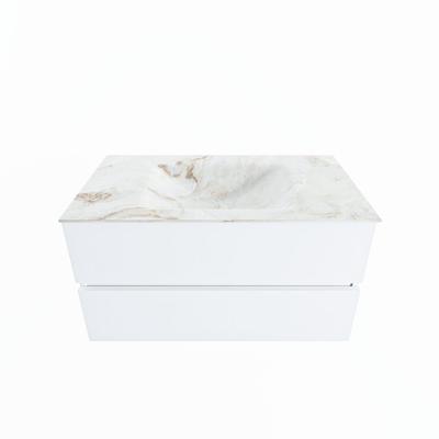 MONDIAZ VICA-DLUX 90cm badmeubel onderkast Talc 2 lades. Inbouw wastafel CLOUD midden 1 kraangat, kleur Frappe. MONDIAZ VICA-DLUX 90cm badmeubel onderkast Talc 2 lades. Inbouw wastafel CLOUD midden 1 kraangat, kleur Frappe.