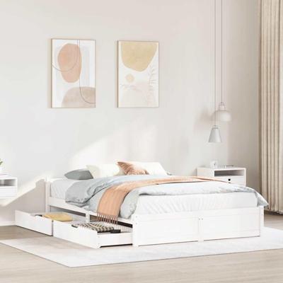 Bedframe zonder matras massief grenenhout wit 120x190 cm