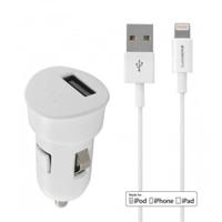 Mobiparts Premium USB Car Charger 1A incl. lightning kabel - thumbnail