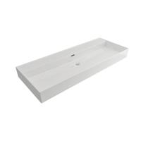 Wastafel Plieger Kansas Zonder Kraangat 120x46,6 cm met Overloop Mat Wit - thumbnail