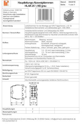 Pollmann Elektrotechnik 2080136 2080136 Aftakklem Flexibel: - Massief: - 1 stuk(s) Meerdere kleuren