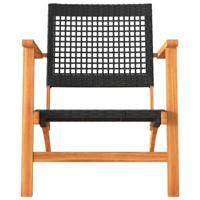 3-delige Bistroset poly rattan en massief acaciahout zwart - thumbnail