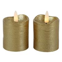 Countryfield LED kaarsen|stompkaarsen - 2x st - goud - H7,2 cm - thumbnail