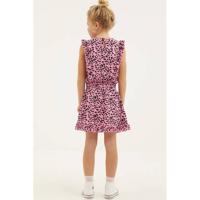 Cars jurk Xuxa met panterprint en ruches roze/zwart - thumbnail