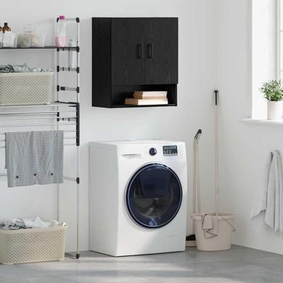 Wandkast Zwart eiken 60 x 31 x 70 cm Bewerkt hout