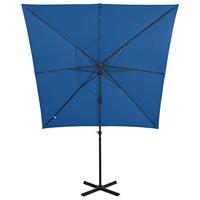 Zweefparasol met paal en LED-verlichting 250 cm azuurblauw - thumbnail