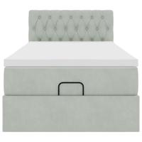 Ottoman bed met matras 90x200cm fluweel lichtgrijs - thumbnail