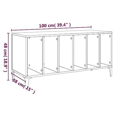 Platenkast 100x38x48 cm bewerkt hout wit