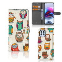 Motorola Moto G100 | Telefoonhoesje | Met pasjeshouder | Vrolijke Uilen - thumbnail