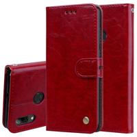 Business stijl olie Wax textuur horizontale Flip lederen case voor Huawei P Smart 2019 met houder & kaartsleuven & portemonnee (rood) - thumbnail