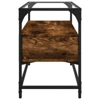 Tv-meubel met glazen blad 80x35x51 cm hout gerookt eikenkleurig - thumbnail