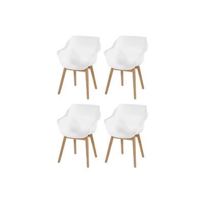 Set van 4 - Hartman Sophie Studio dining armstoel - White - Teak poot