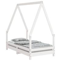 Kinderbedframe 70x140 cm massief grenenhout wit - thumbnail
